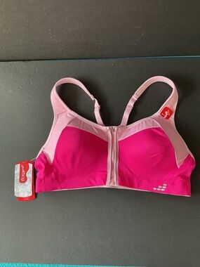 Front-Zip High Support Sports Bra - Pink